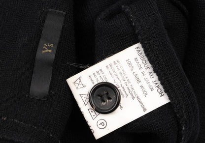 Y's Wool Open Collar Knit Sweater Black Size M