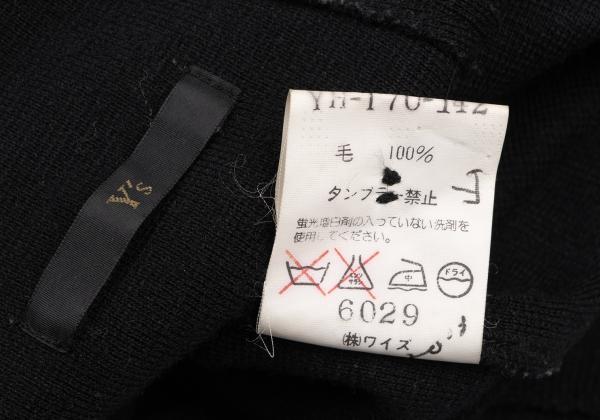Y's Wool Open Collar Knit Sweater Black Size M