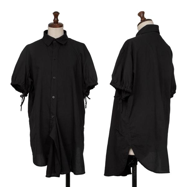 Y's Cotton Gather Sleeve Blouse Black Size 2
