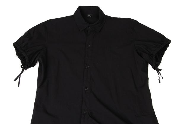 Y's Cotton Gather Sleeve Blouse Black Size 2