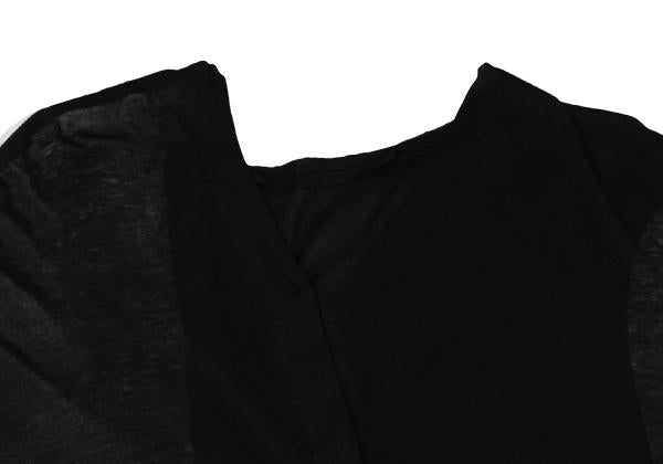 Y's Mixed Material Henley Neck Blouse Black White Size 3