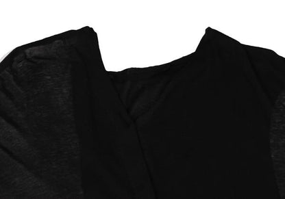 Y's Mixed Material Henley Neck Blouse Black White Size 3