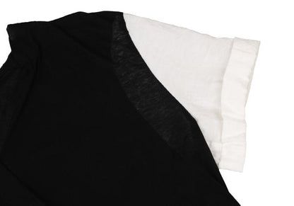 Y's Mixed Material Henley Neck Blouse Black White Size 3