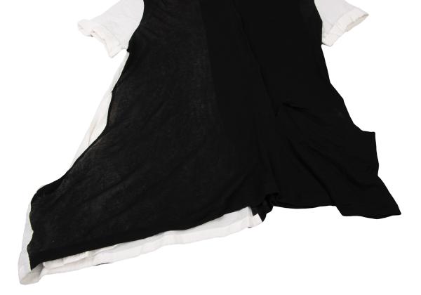 Y's Mixed Material Henley Neck Blouse Black White Size 3
