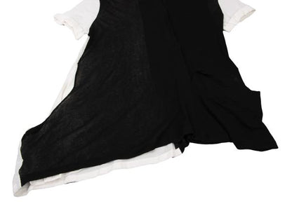 Y's Mixed Material Henley Neck Blouse Black White Size 3