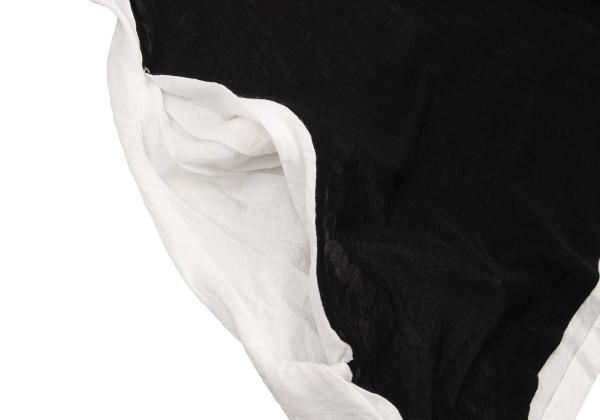 Y's Mixed Material Henley Neck Blouse Black White Size 3