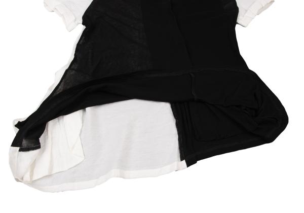 Y's Mixed Material Henley Neck Blouse Black White Size 3