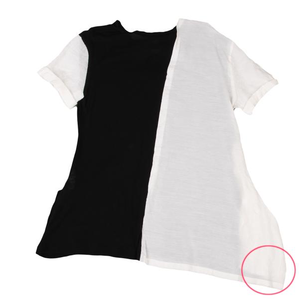 Y's Mixed Material Henley Neck Blouse Black White Size 3