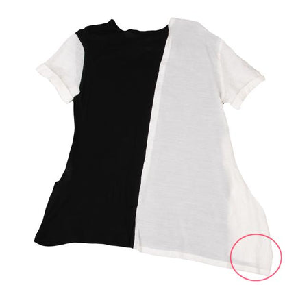 Y's Mixed Material Henley Neck Blouse Black White Size 3