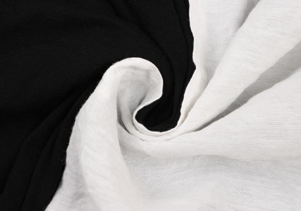 Y's Mixed Material Henley Neck Blouse Black White Size 3