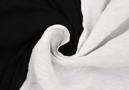 Y's Mixed Material Henley Neck Blouse Black White Size 3