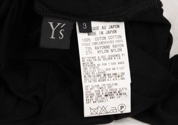 Y's Mixed Material Henley Neck Blouse Black White Size 3