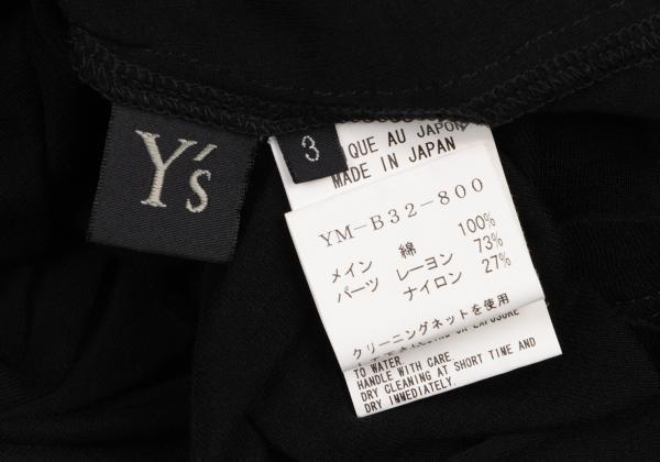 Y's Mixed Material Henley Neck Blouse Black White Size 3