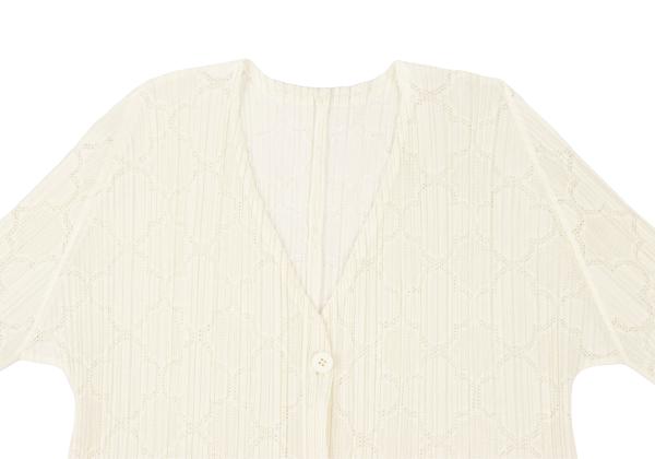 PLEATS PLEASE 18SS Pleated Mesh Cardigan Cream Size 3
