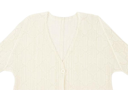 PLEATS PLEASE 18SS Pleated Mesh Cardigan Cream Size 3