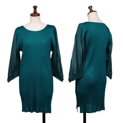 PLEATS PLEASE Pleated Tunic Blouse Blue Size 3