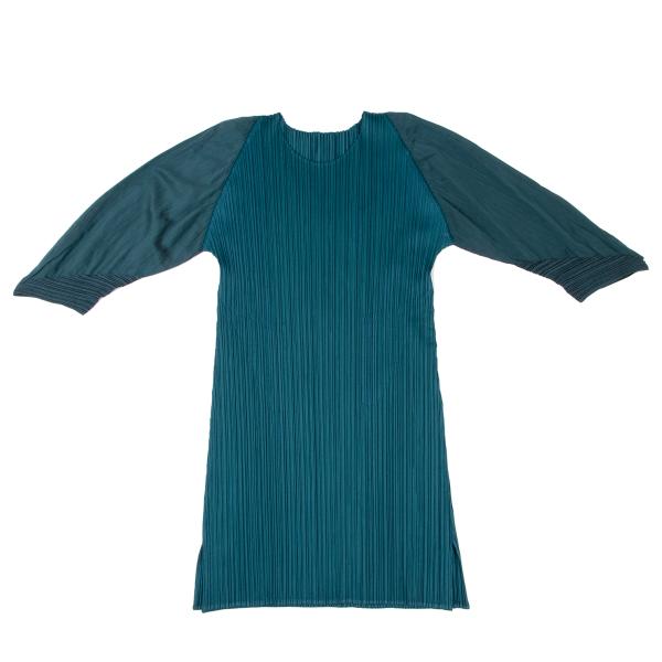 PLEATS PLEASE Pleated Tunic Blouse Blue Size 3