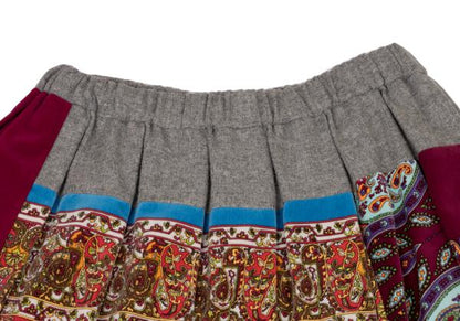 COMME des GARCONS Cotton Paisley Panel Red Multi Skirt Size M