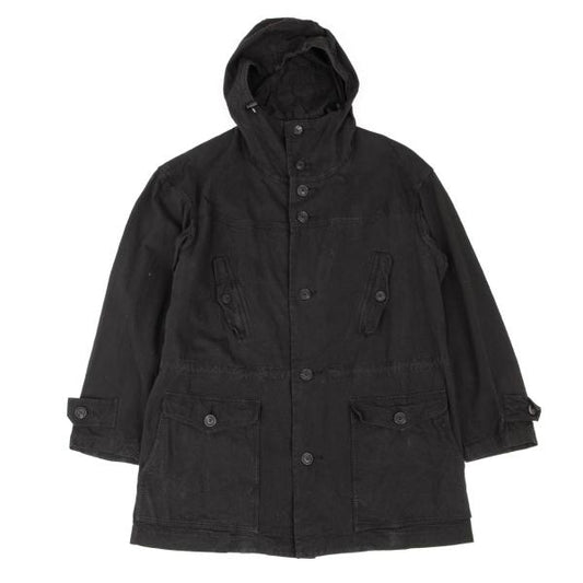 ISSEY MIYAKE MEN Condensed Cotton Hooded Black Jacket Size S-M