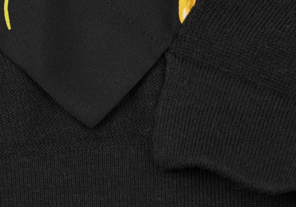 HERMES Scarf Panel Pullover Knit Sweater Black Size L