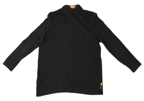 HERMES Scarf Panel Pullover Knit Sweater Black Size L