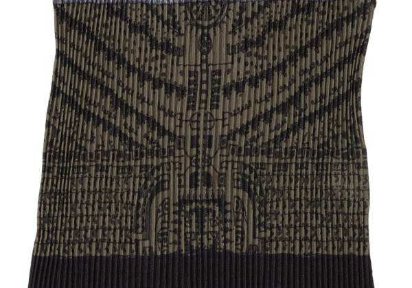 ISSEY MIYAKE Pleated Fringe Allover Print Top Green Size M