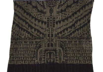 ISSEY MIYAKE Pleated Fringe Allover Print Top Green Size M