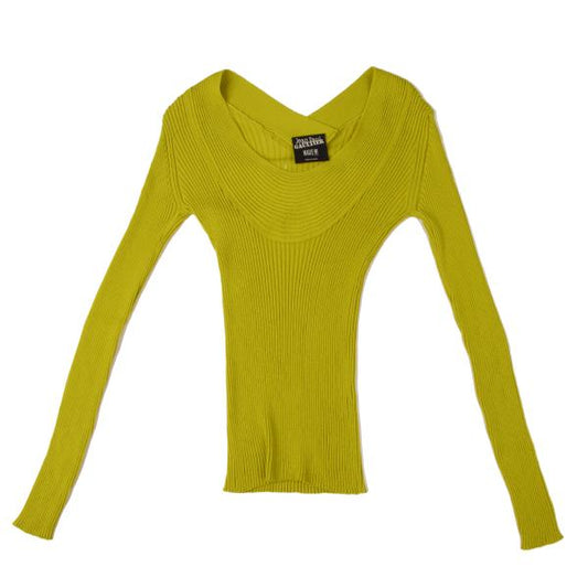 Jean Paul GAULTIER MAILLE FEMME Ribbed Sweater Green Size S