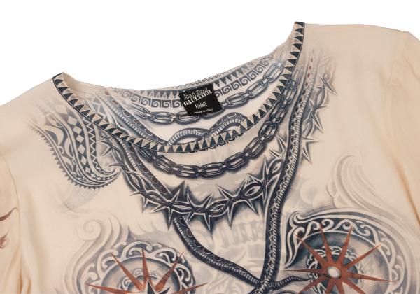Jean Paul GAULTIER FEMME Silk Tattoo L/S Tee Beige Size S