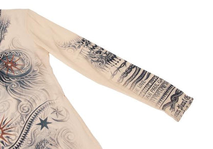Jean Paul GAULTIER FEMME Silk Tattoo L/S Tee Beige Size S