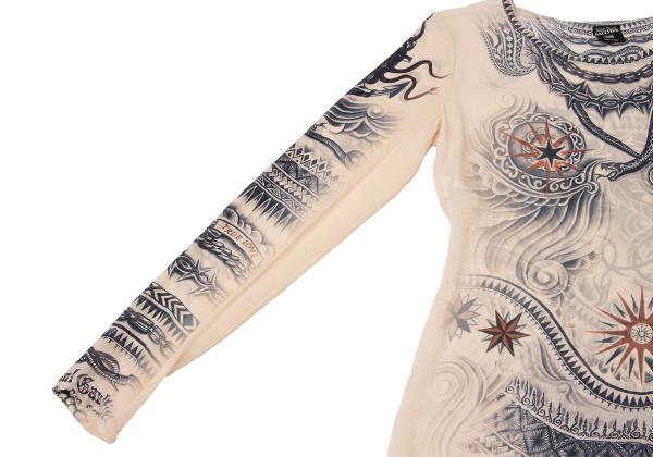 Jean Paul GAULTIER FEMME Silk Tattoo L/S Tee Beige Size S