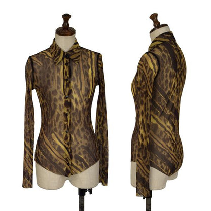 Jean Paul GAULTIER Leopard Power Net Shirt Brown Size S