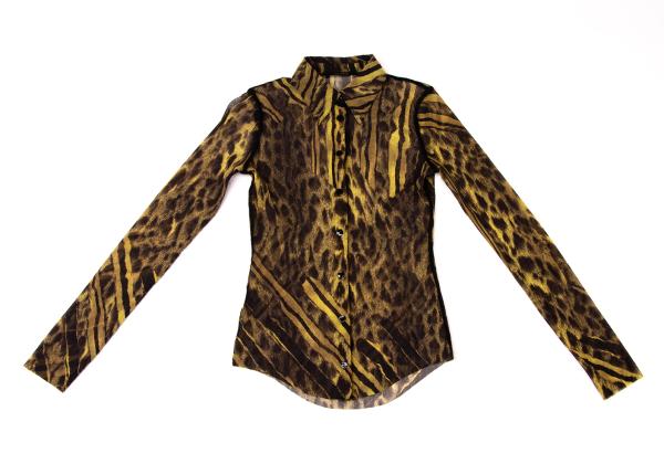 Jean Paul GAULTIER Leopard Power Net Shirt Brown Size S