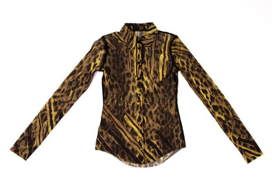 Jean Paul GAULTIER Leopard Power Net Shirt Brown Size S