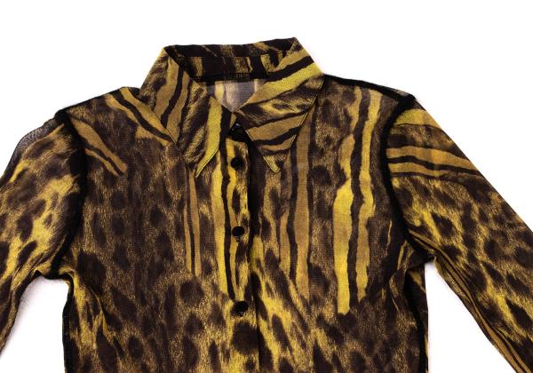 Jean Paul GAULTIER Leopard Power Net Shirt Brown Size S