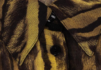 Jean Paul GAULTIER Leopard Power Net Shirt Brown Size S