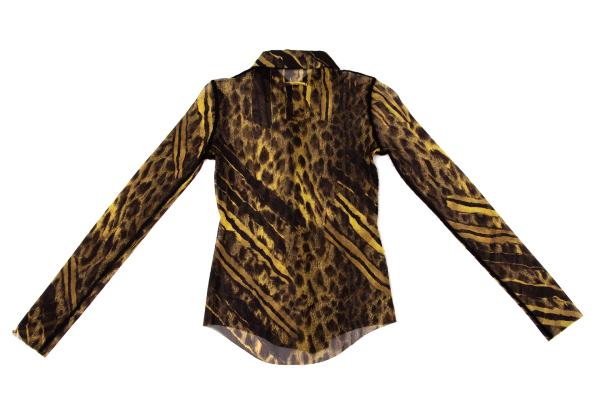 Jean Paul GAULTIER Leopard Power Net Shirt Brown Size S