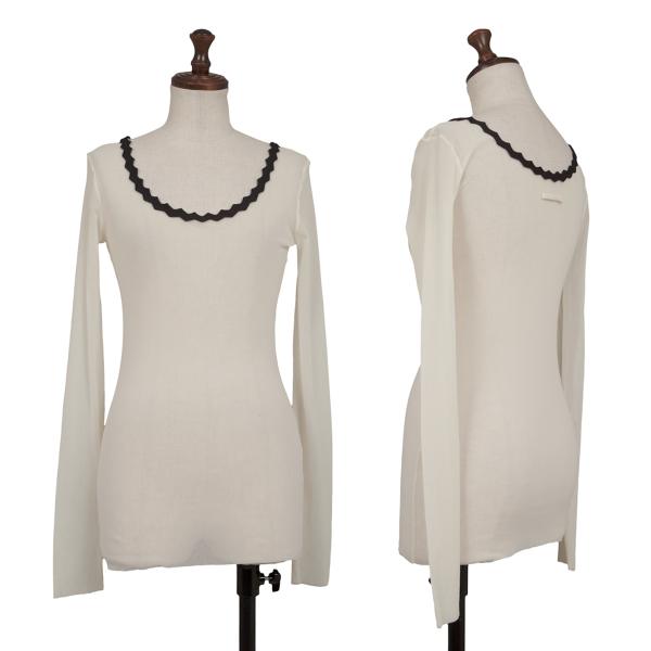 Jean Paul GAULTIER Piping Neck Power Net Top Ivory Size S