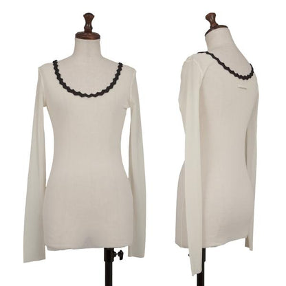 Jean Paul GAULTIER Piping Neck Power Net Top Ivory Size S