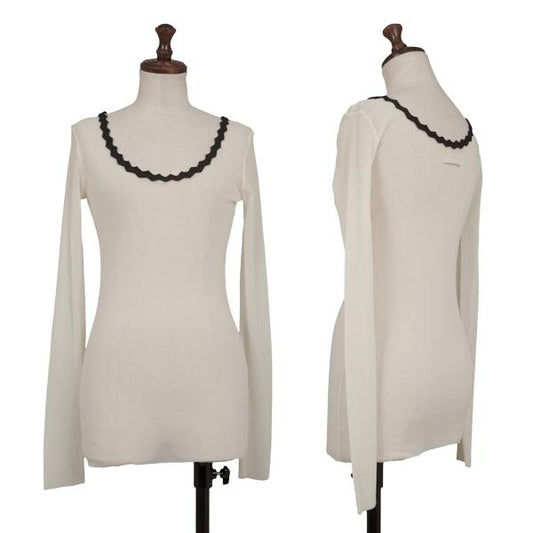 Jean Paul GAULTIER Piping Neck Power Net Top Ivory Size S