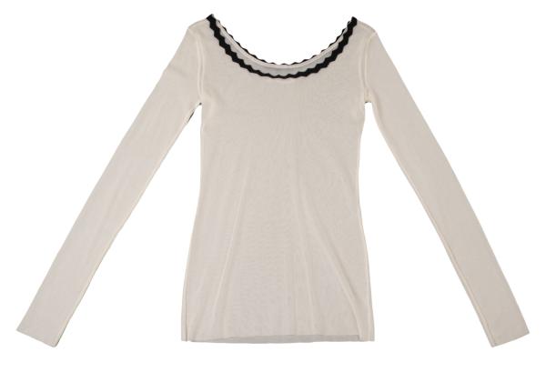 Jean Paul GAULTIER Piping Neck Power Net Top Ivory Size S
