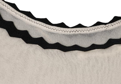 Jean Paul GAULTIER Piping Neck Power Net Top Ivory Size S