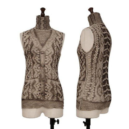 Jean Paul GAULTIER Cable Knit Print Power Top White Size S