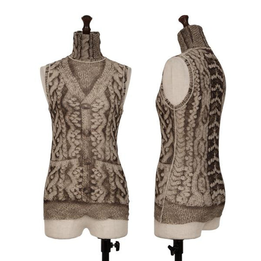 Jean Paul GAULTIER Cable Knit Print Power Top White Size S