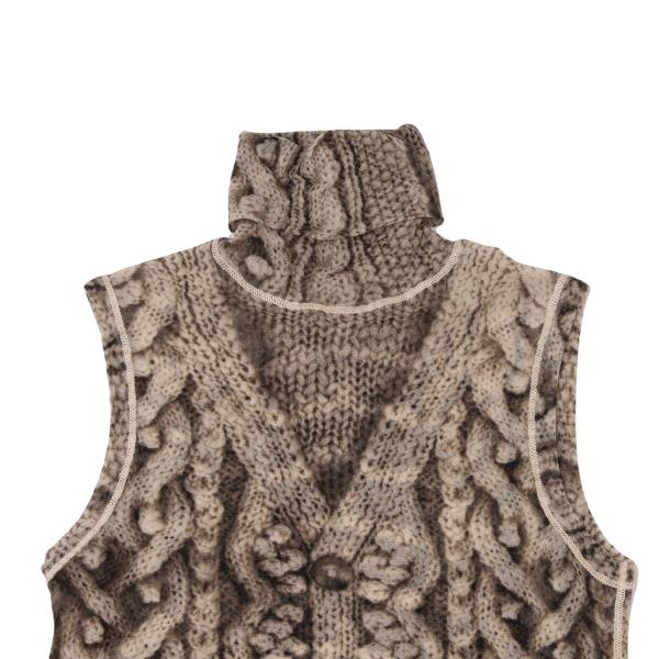 Jean Paul GAULTIER Cable Knit Print Power Top White Size S