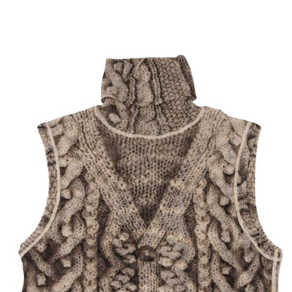 Jean Paul GAULTIER Cable Knit Print Power Top White Size S