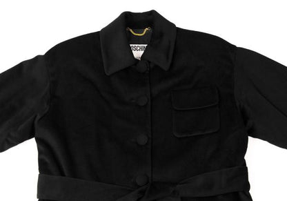MOSCHINO COUTURE Wool Belted Coat Black Size M