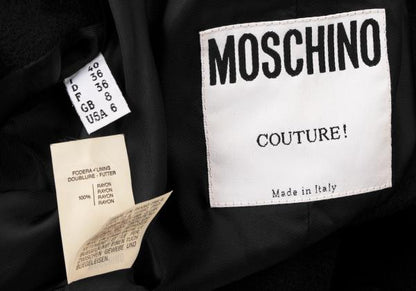 MOSCHINO COUTURE Wool Belted Coat Black Size M