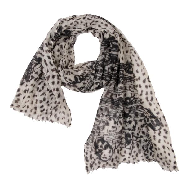 Lucien PellatFinet Cashmere Skull Print Scarf Beige Size F