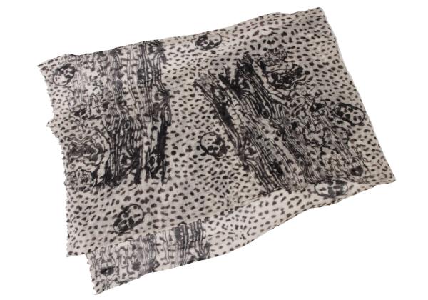 Lucien PellatFinet Cashmere Skull Print Scarf Beige Size F